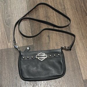 Harley Davidson Black Leather Shoulder Bag